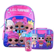 LOL Surprise 16" Large School Backpack with Lunch Bag and Water Bottle