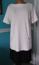 JACLYN SMITH OFF WHITE & BLACK COLOR BLOCK SHORT SLEEVE SHIFT DRESS - S - NWT