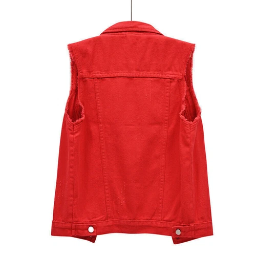 Stretch Cotton Denim Waistcoat Jacket Unisex Jean Gilet Sleeveless Jacket 2024@ - Picture 14 of 22