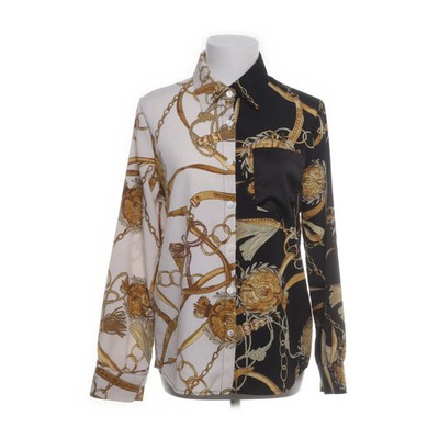 Zanzea, Hemd, Größe: S, Schwarz/Weiß/Gold, Polyester, Paisley, Damen #AsD