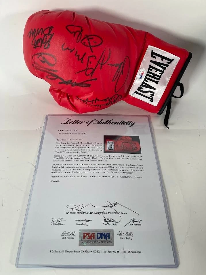 Four Kings Autographed Boxing Glove - Duran, Hagler, Hearns, Leonard PSA LOA - Image 2 of 4