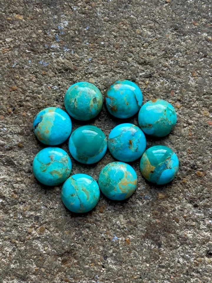 Mohave Turquoise Cabochon Round Flat Back Loose Gemstone Wholesale Lot - Image 4 of 4