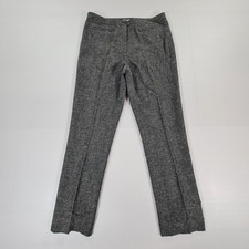 CHANEL Womens Trousers Grey 40 Wool Linen Cashmere Tweed Pants Vintage 2002