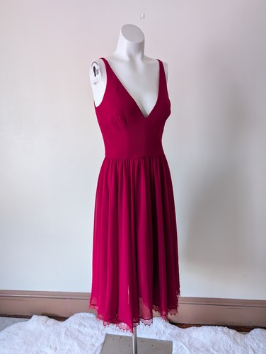 Dress The Population Alicia Dress S NWOT Garnet Deep V Party Lace Midi Grunge - Picture 6 of 23