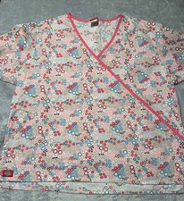 Scrub Top Dickies Pink Floral-See Measurements for Size