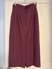 Vintage Women’s Cullinane Skirt 10 Medium Red Green Blue Long Pencil Skirt