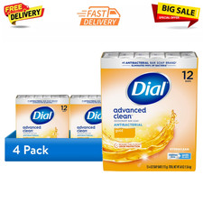 New Dial Antibacterial Deodorant Bar Soap, Advanced Clean, Gold, 48 Bars, 4 oz