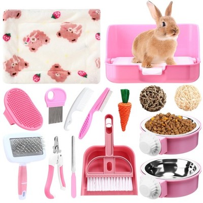 Reallnaive 15 Pcs Rabbit Starter Kit Small Rabbit Litter Box Girls Gift Anima...