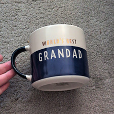 Fathers Day World's Best Grandad Ceramic Mug Blue/White Microwave Safe