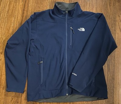 The North Face Navy Blue Softshell Jacket Men Full Zip Zipper Logo Mid-Length