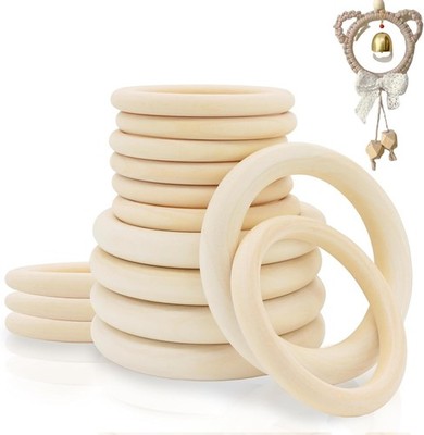Unfinished Wooden Rings for Crafts - 15 Pcs for Macrame & DIY Projects