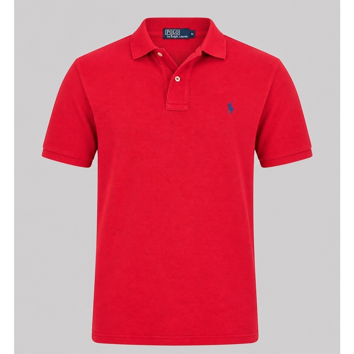 Polo Ralph Lauren Mens Custom Fit Red Short Sleeve Pique Polo Shirt Large L
