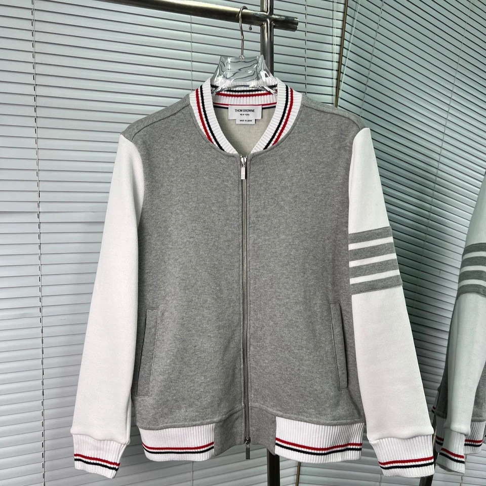 Thom Browne Men/women's New Autumn Fstriped Long-sleeved Stand-up Collar Jacket - Image 2 of 4