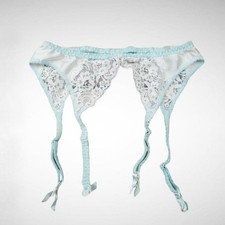 Vintage Christian Dior Intimates Garter Belt Light Blue White Lace 4675 Medium