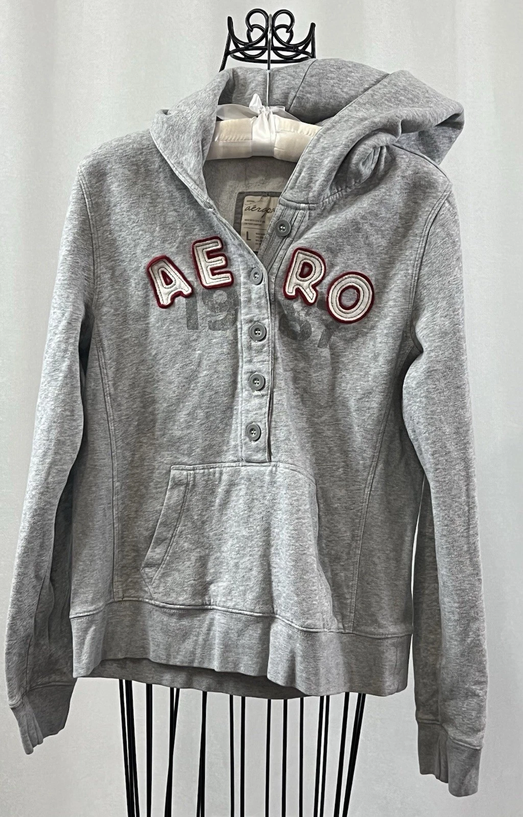 Aeropostale Girls Hoodie Gray Long Sleeve Sweatshirt Size L