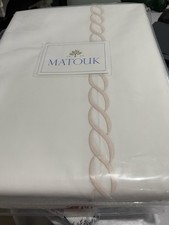 395 Matouk India New 1pc King Sheet Chain 520TC Percale Blush LAST