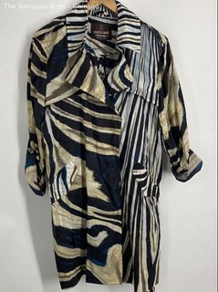 Roberto Cavalli Womens Multicolor Animal Print Lightweight Trench Coat Size 46