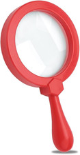 Kids Jumbo Magnifying Glass 5X Handheld Magnifier with Stand for STEM Red