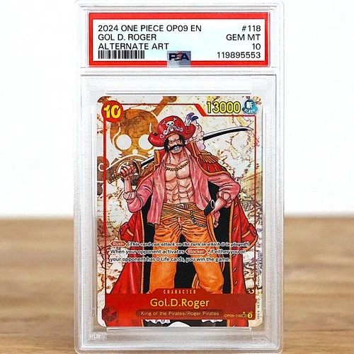 PSA 10 Gem Mint Gol D. Roger One Piece Op09 #118 Alternate Art Sec Foil English
