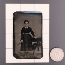 Appealing CDV 6th Plate Tintype Photograph of a Young Victorian Woman 1240