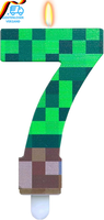 Pixel Geburtstagskerzen Zahlen 7, Pixelmotiv 7 Geburtstag Nummer Kerzen, Kerze 7