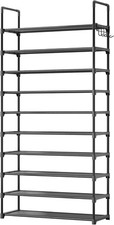 Kitsure Shoe Rack for Closet - 10-Tier Shoe Organizer with Hook Rack, Large-Capa
