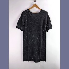Vero Moda Womens Sparkling Knitted Sequin Mini Sweater Dress Black/Silver