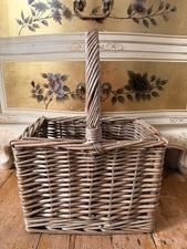 Vintage Wicker 2 Bottle Wine Carrier Basket Rustic Storage Farmhouse VGC
