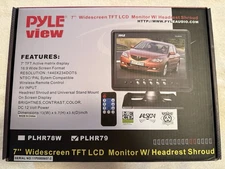 NEW PYLE View PLHR79 7” Widescreen Monitor W/ Headrest Shroud