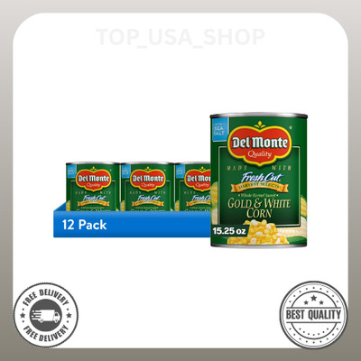 (12 pack) Del Monte Sweet Gold and White Whole Kernel Corn, Canned Vegetables