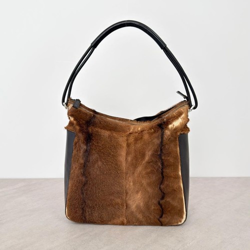 Gucci Shoulder Bag Tom Ford Leather Brown Black Ponyhair Vintage Used Italy