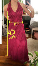 Vintage Late 90s Pink Magenta Women’s Size 8 Formal Beaded Halter Prom Dress