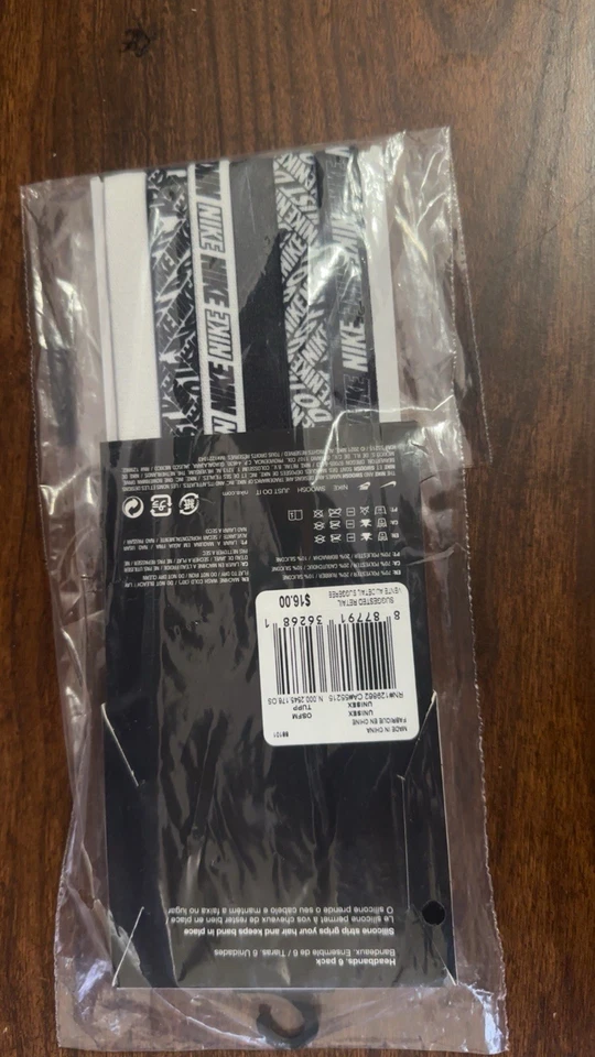 Diademas Nike unisex Swoosh - Paquete de 6 negras/blancas Foto 4 de 4