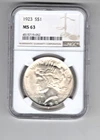 1923 PEACE DOLLAR NGC MS 63 GREAT LUSTER LOOKS EVEN BETTER JUST GRADED