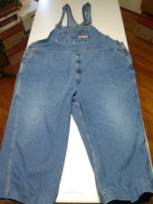 VINTAGE Big Mac Overalls Mens 48 Med Wash Denim Carpenter Farmer Outdoors Damage