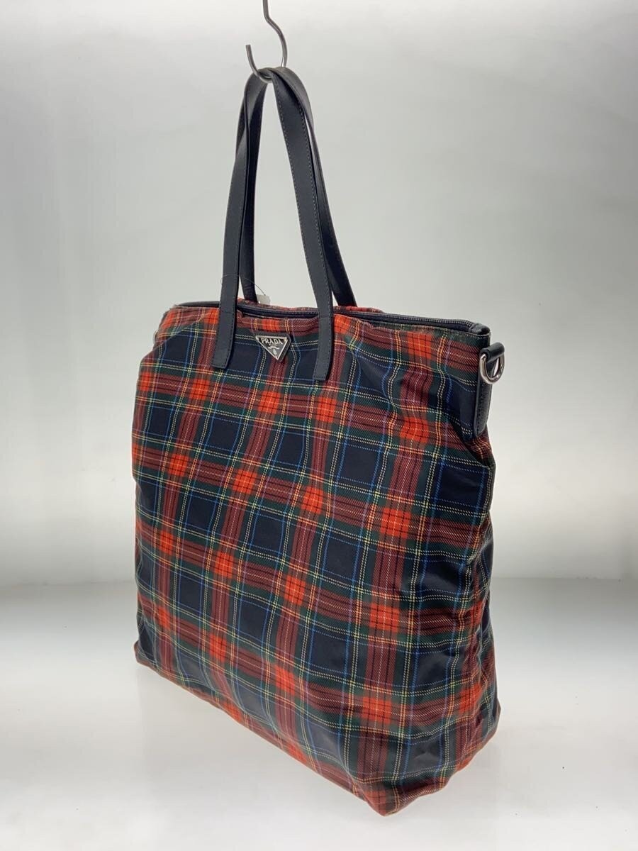 PRADA Tote Bag Nylon RED Check thumbnail 2