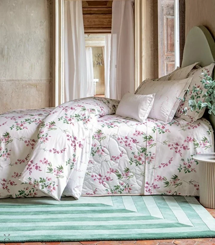 Anne de Solène Drap plat Promise Blanc/Gr­­­ 180 240 270 percale