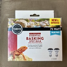 2 Bulb Value Pack THRIVE All Reptile Essential Basking Spot Bulb 75 Watt 2Pack