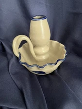 Vintage Williamsburg Pottery Salt Glazed Candlestick Holder 6"