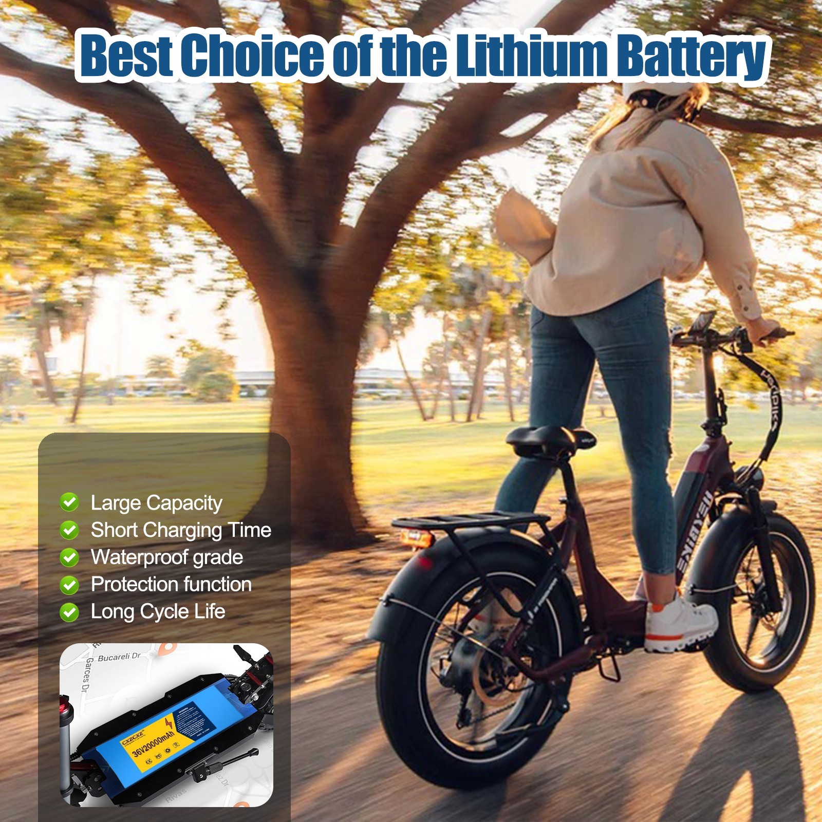 36v 20Ah Lithium Lifepo4 Ebike Battery Pack for 200W-800W Bike Motor 30A BMS
