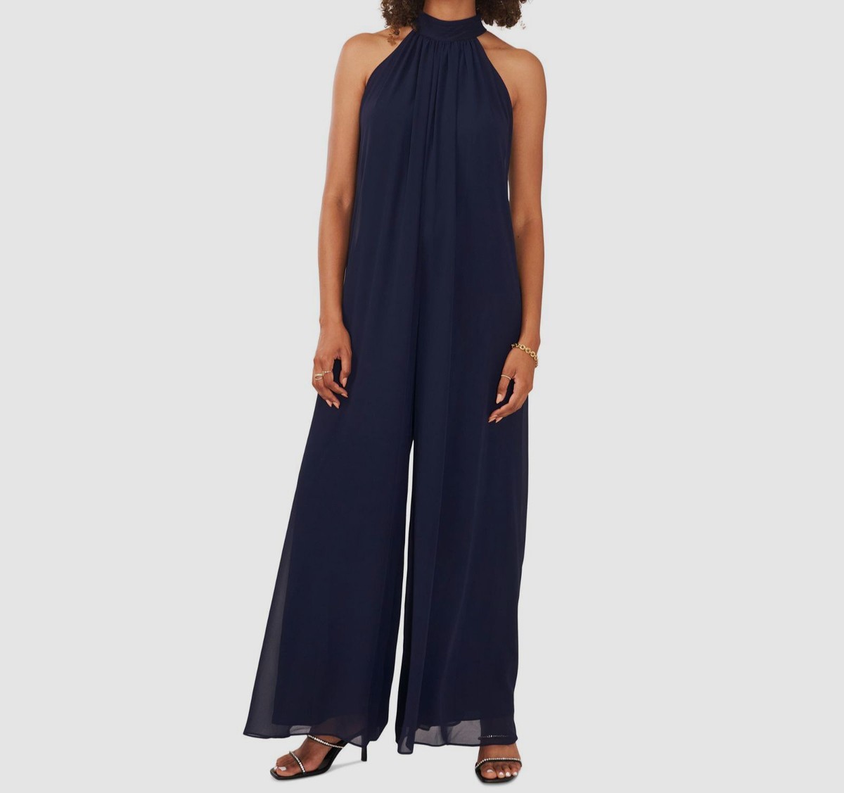 $119 Vince Camuto Women's Blue Halter Mock-Neck One-Piece Jumpsuit