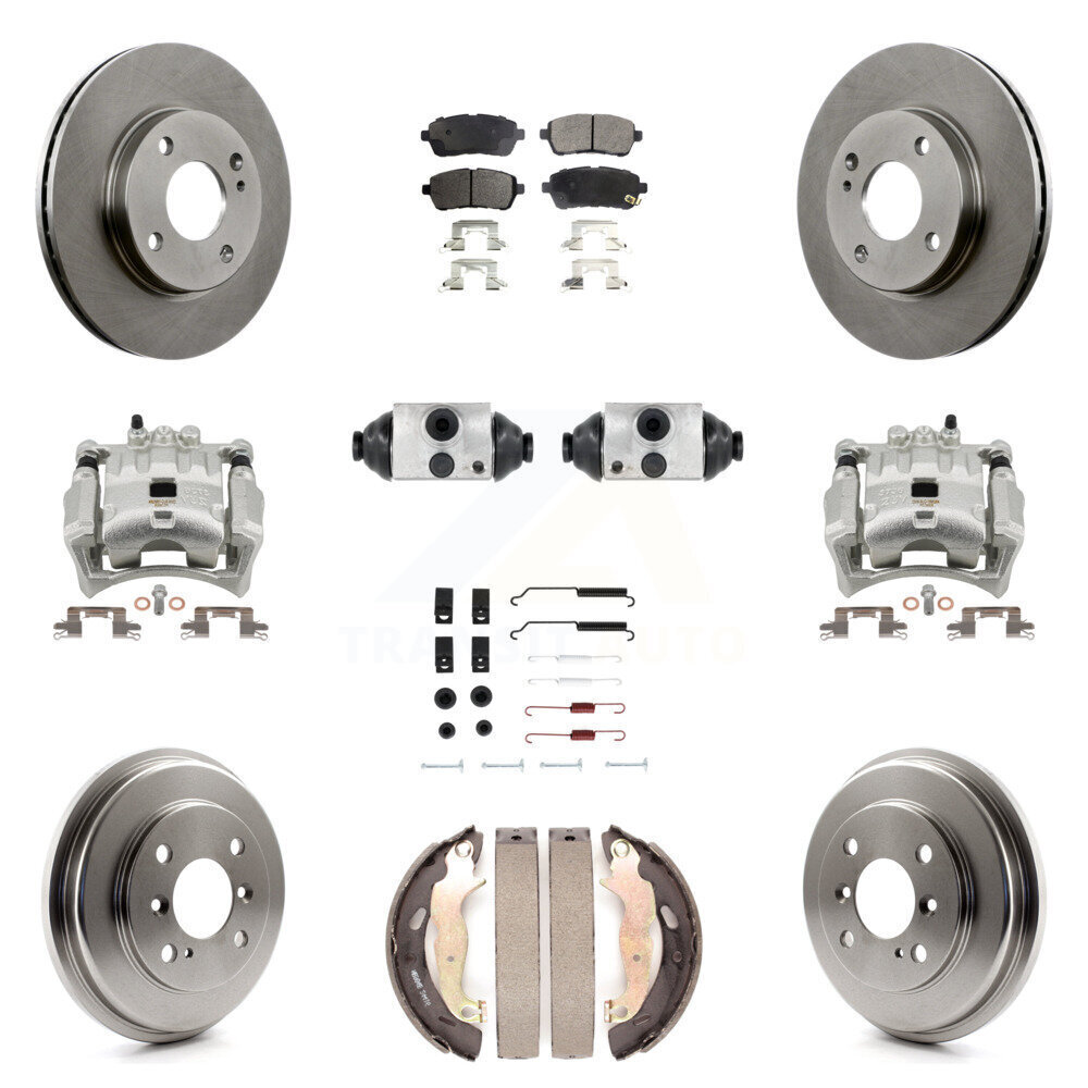 Front & Rear Disc Brake Caliper Rotor Drum Semi-Metallic Pad Shoe Cylinder Kit for Enhanced Vehicle Performance