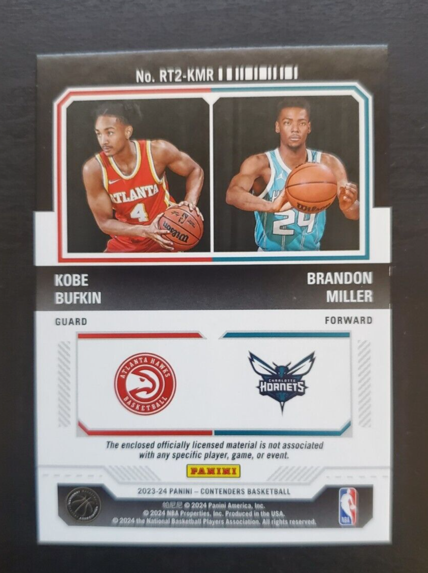 2023-24 Contenders Brandon Miller/Kobe Bufkin Rookie Ticket Dual