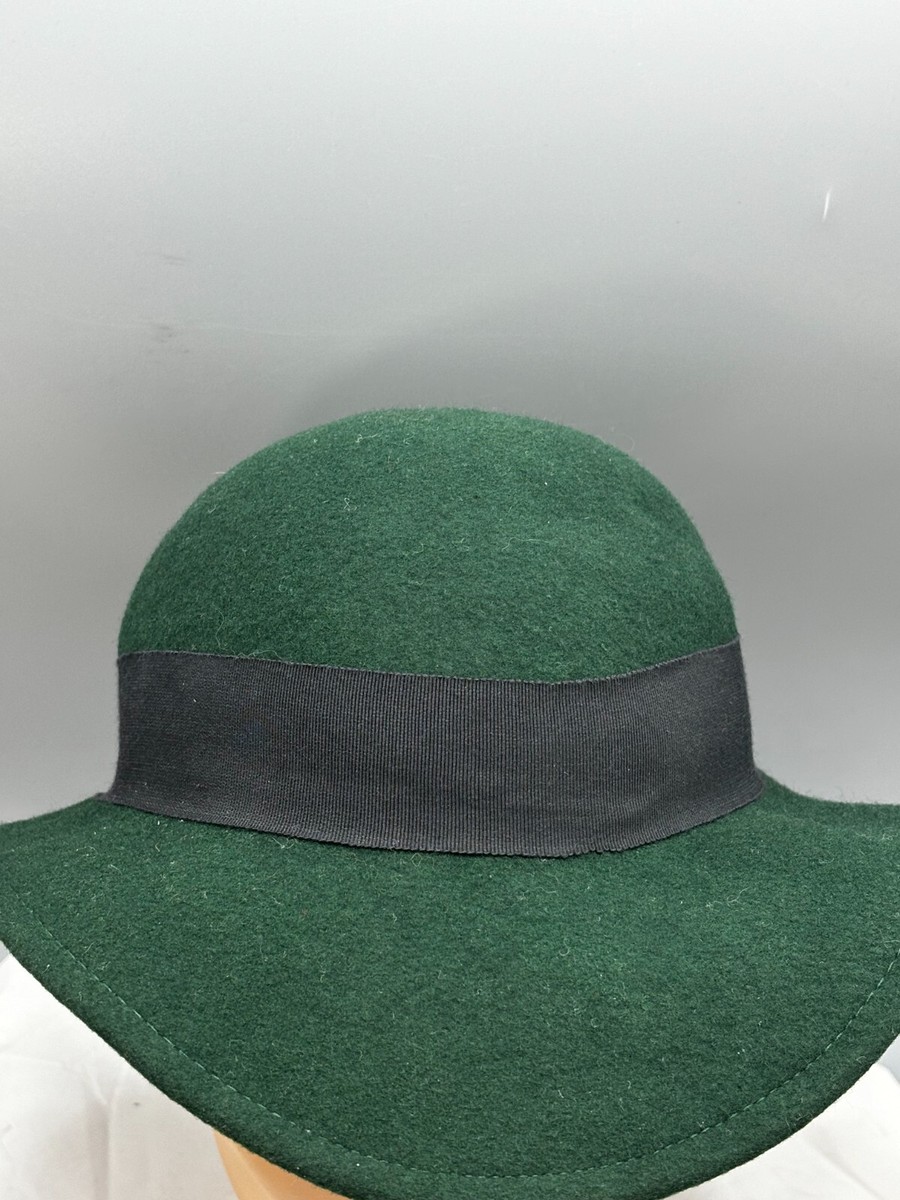 Arlin Green Wool Beret Vtg 100% Felted Wool Arlin Bucket Hat One Size Dark Green  main image 3