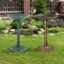 Pedestal Bird Bath Style Antique Bird Bath Feeder Standing Outdoor Garden 28"