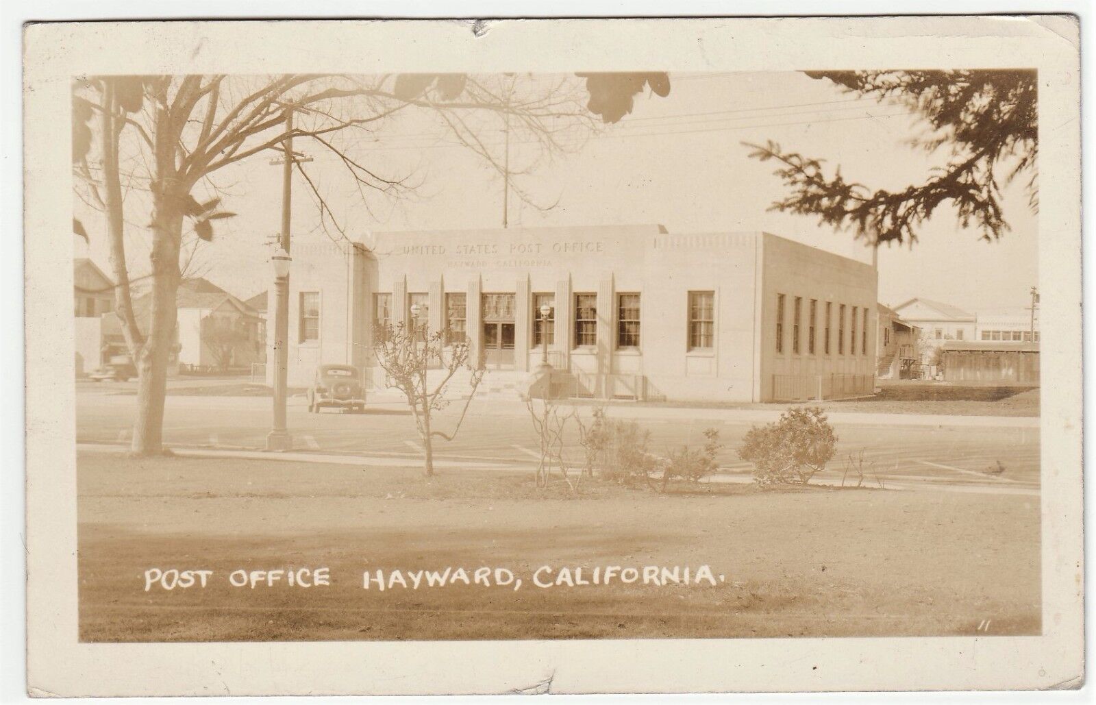 NICE  RPPC -  Post Office - Hayward California 1941  Real Photo Postcard  CA