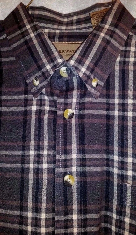 Camisa XXL de manga larga con botones para hombre 17/34 algodón a cuadros duradera marrón negra Foto 2 de 4