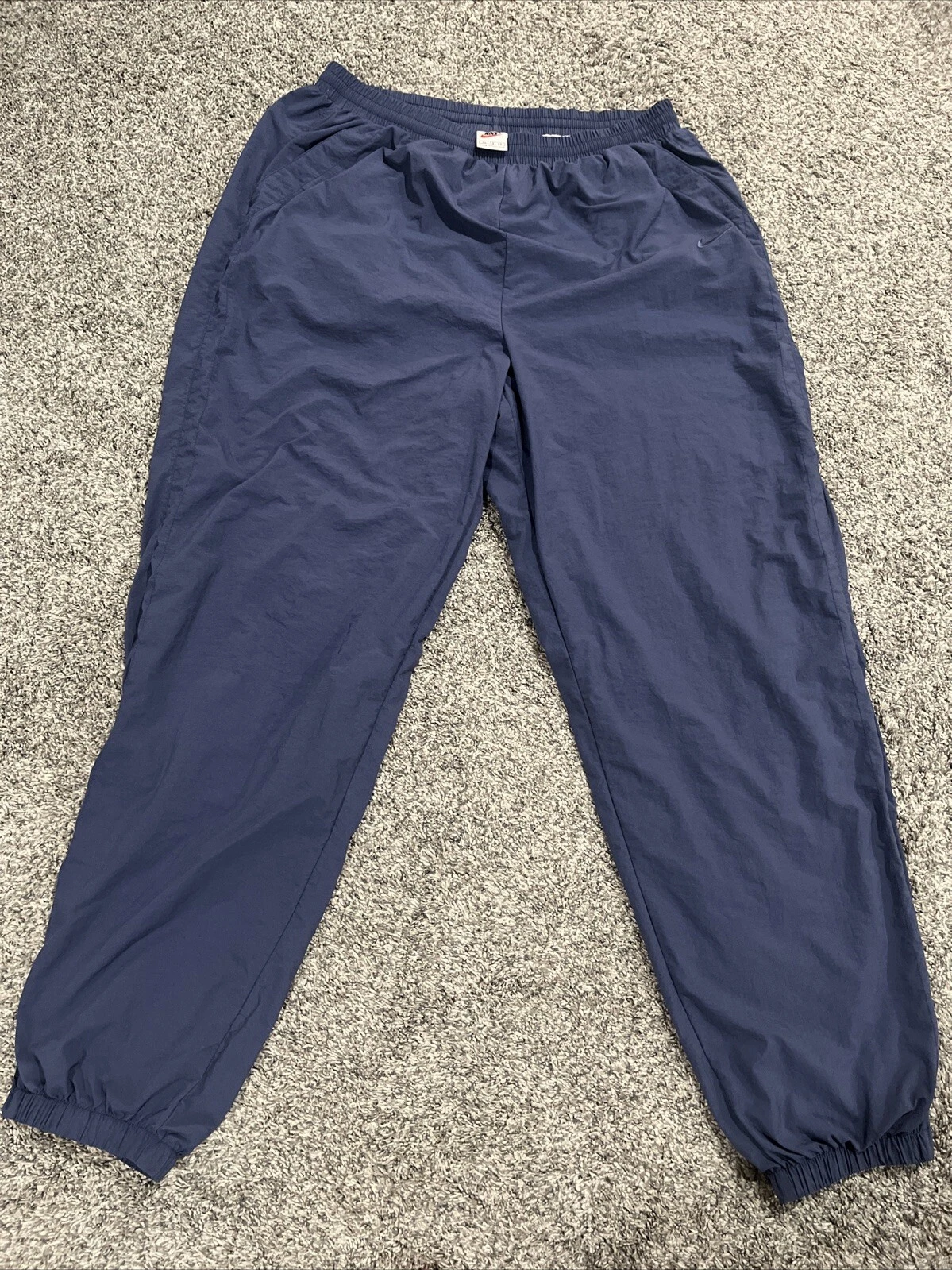 Vintage Nike Track Pants Mens XL Blue Baggy Y2K W/ Zipper Legs Parachute 90s EUC