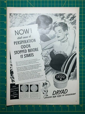 1948 Jergens Dryad New Kind Of Deodorant Stop Perspiration Vintage Print Ad
