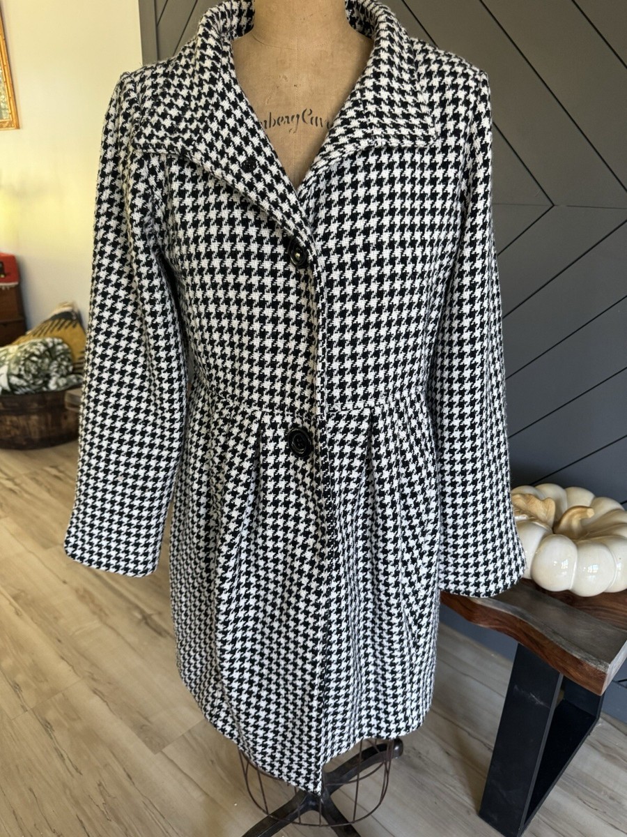 Sarah Jessica Parker BITTEN Wool Blend Black And White Houndstooth